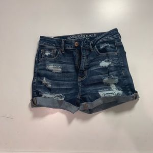 American eagle ripped high waisted jean shorts